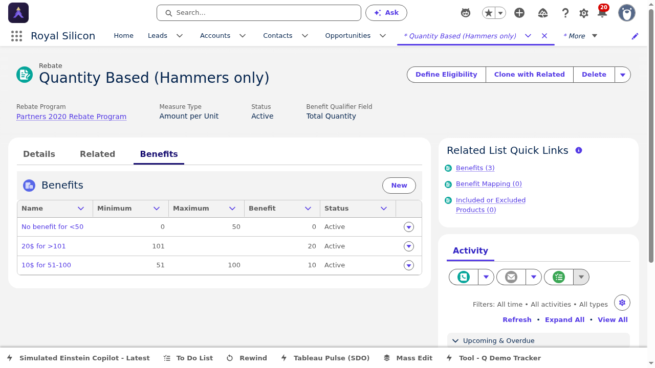 Rebate Type — Benefits Tab