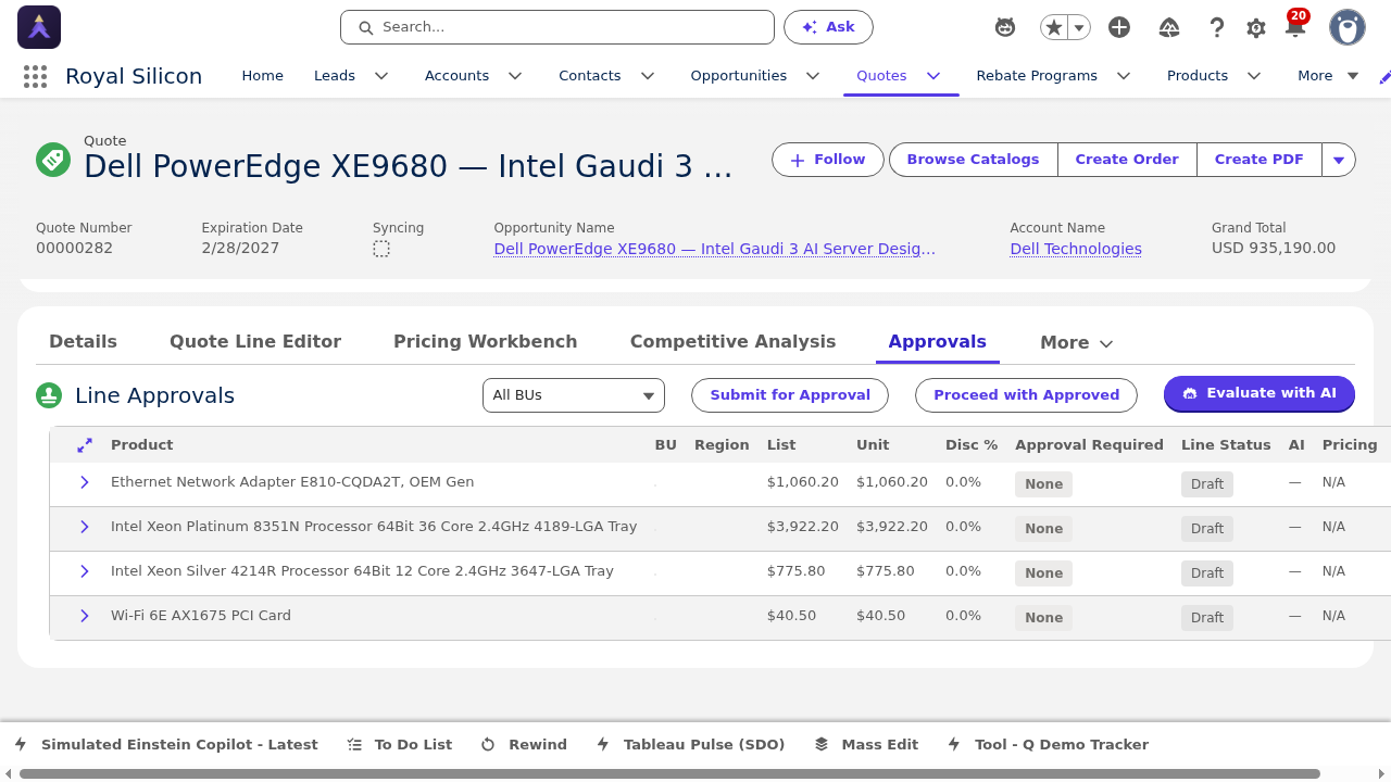 Approvals Tab