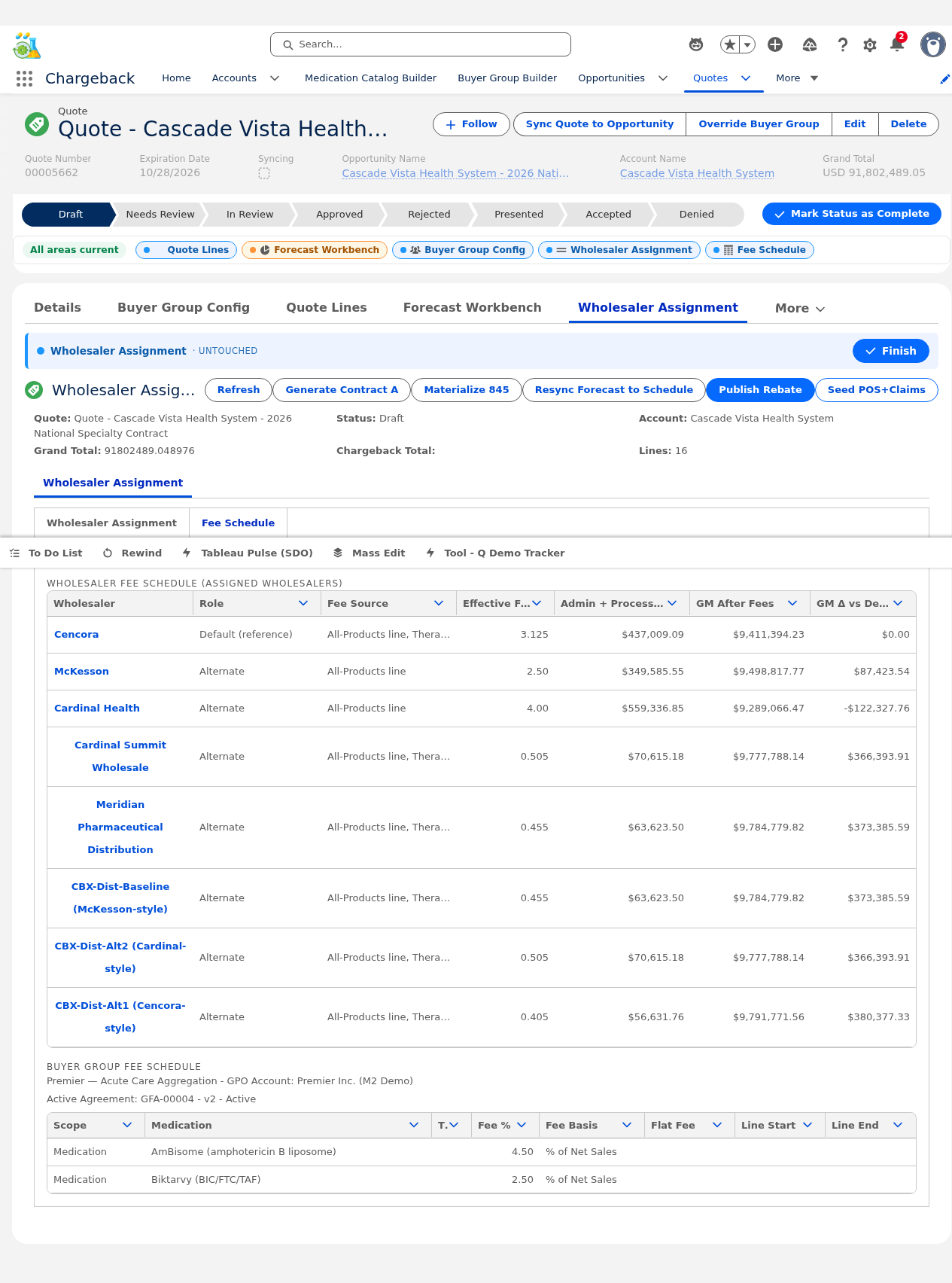 Pipeline Fee Schedule showing distribution fee terms