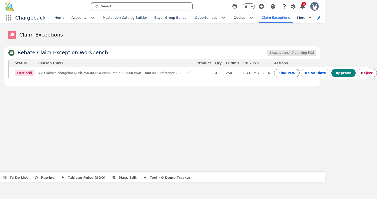 Rebate Claim Exception Workbench