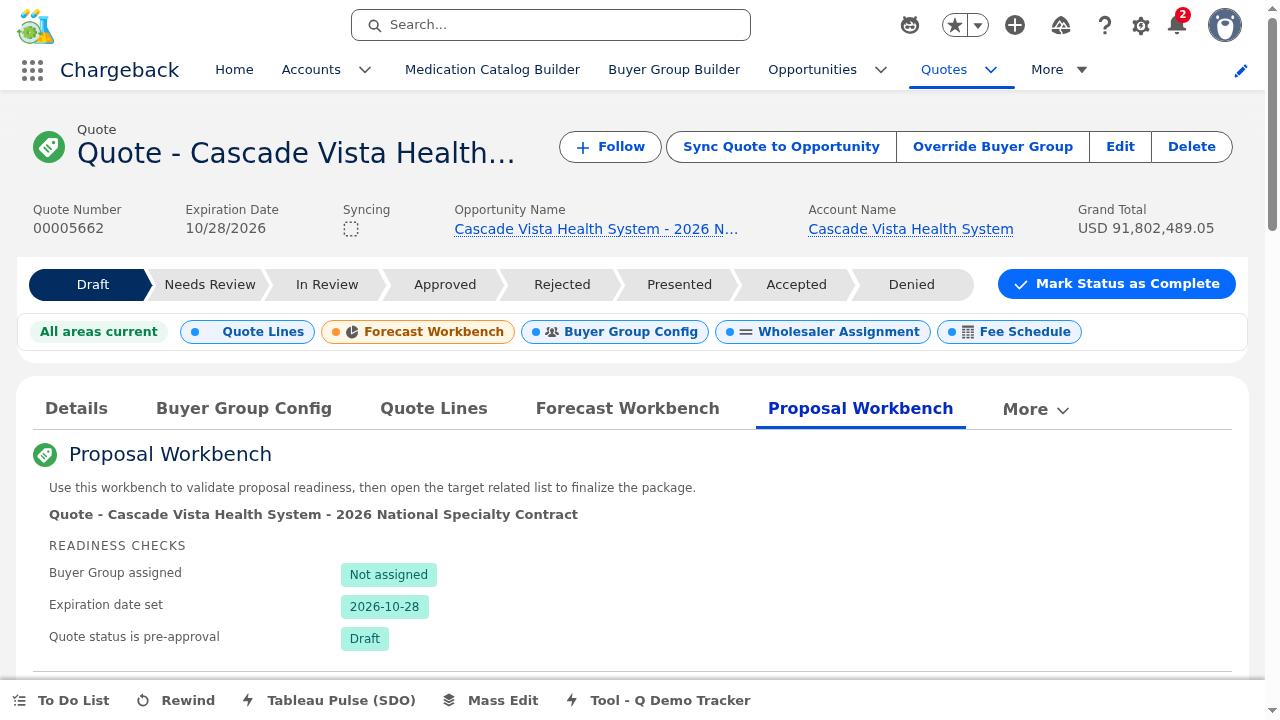 Proposal Workbench with One-Click Proposal section