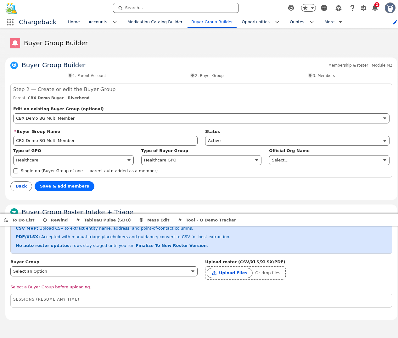 Buyer Group Builder — roster intake and triage with CSV upload