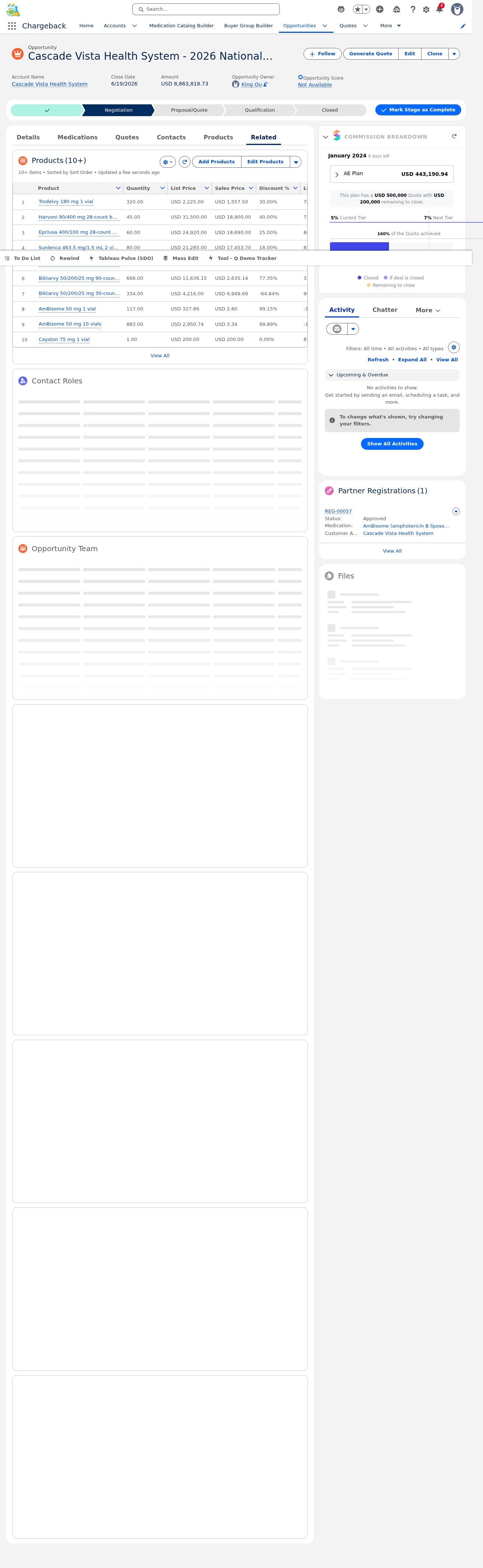 Opportunity Related tab showing related lists