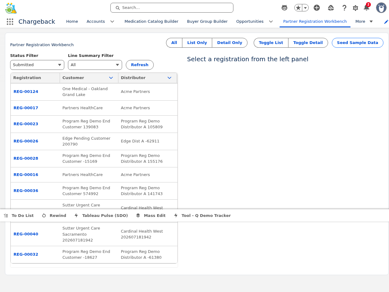 Partner Registration Workbench